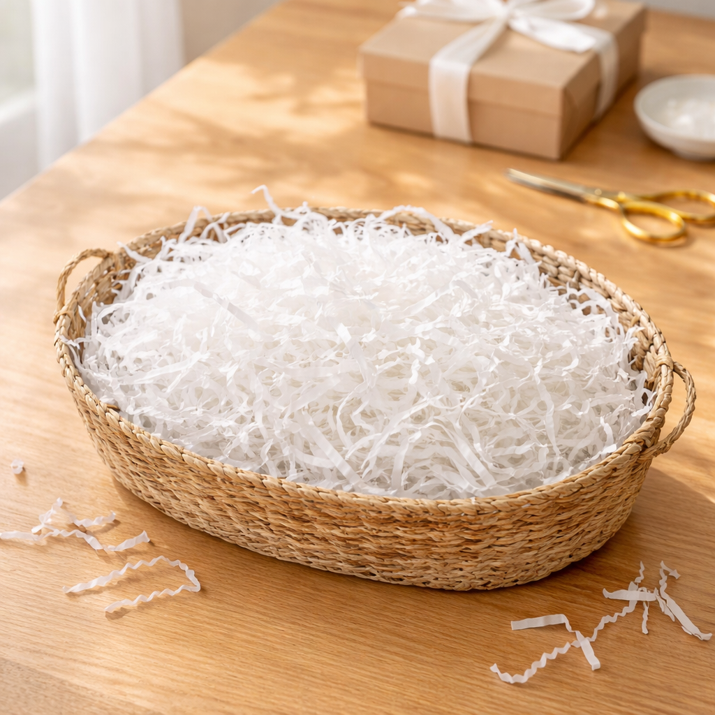 Box filling shredded paper - تعبئة بوكس هدايا ورق مقطع