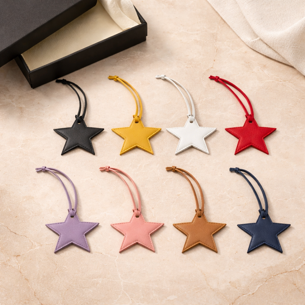 Car decorative leather star with initials -  نجمه جلديه لديكور السيارات مع طباعه الاحرف