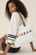 Off white and brown strap tote bag