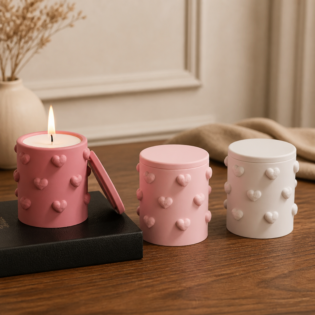 Long heart box candle