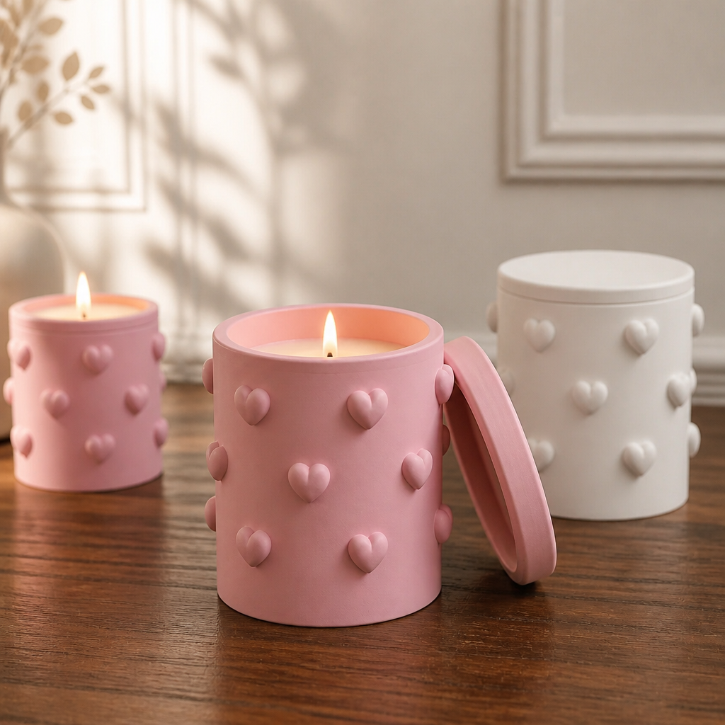 Long heart box candle