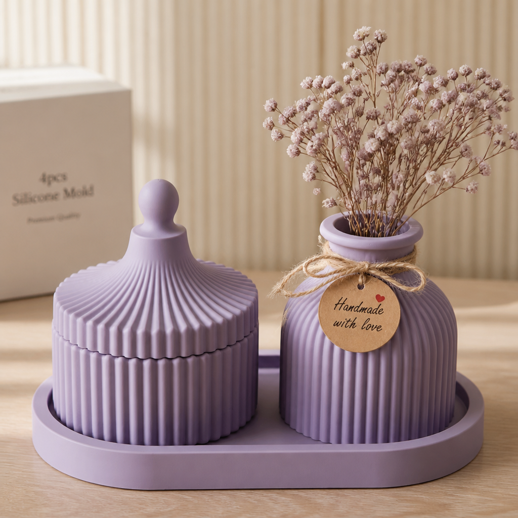 Set of 3 pec tray min vase and cup