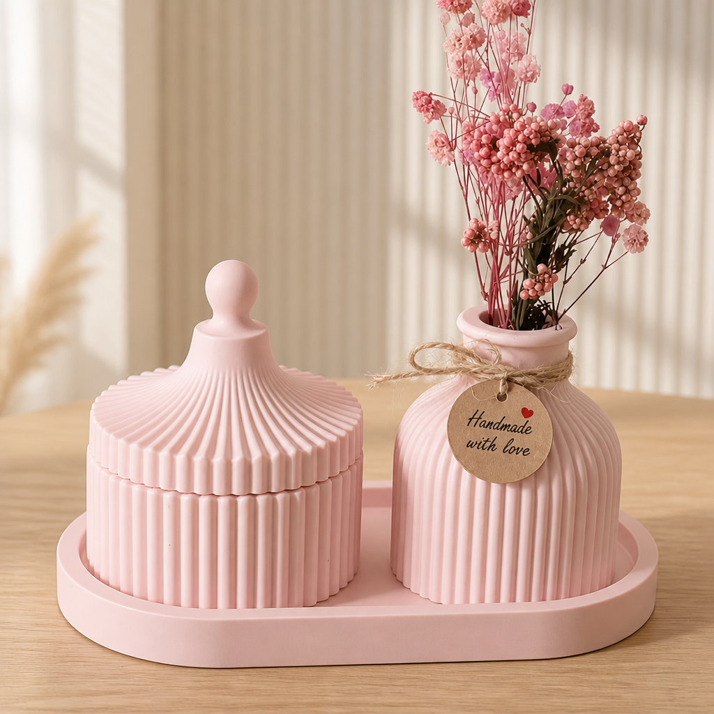 Set of 3 pec tray min vase and cup