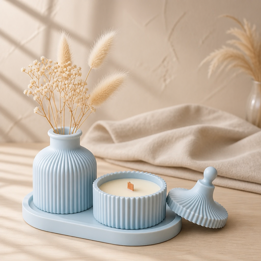 Set of 3 pec tray min vase and cup