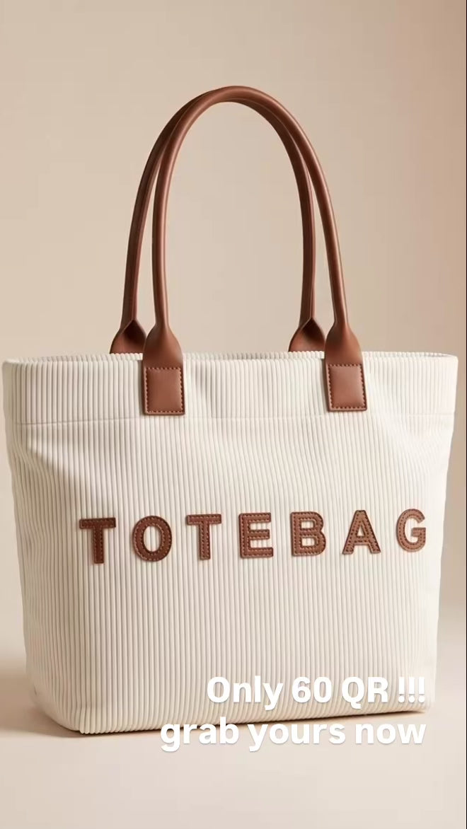 Off white and brown strap tote bag
