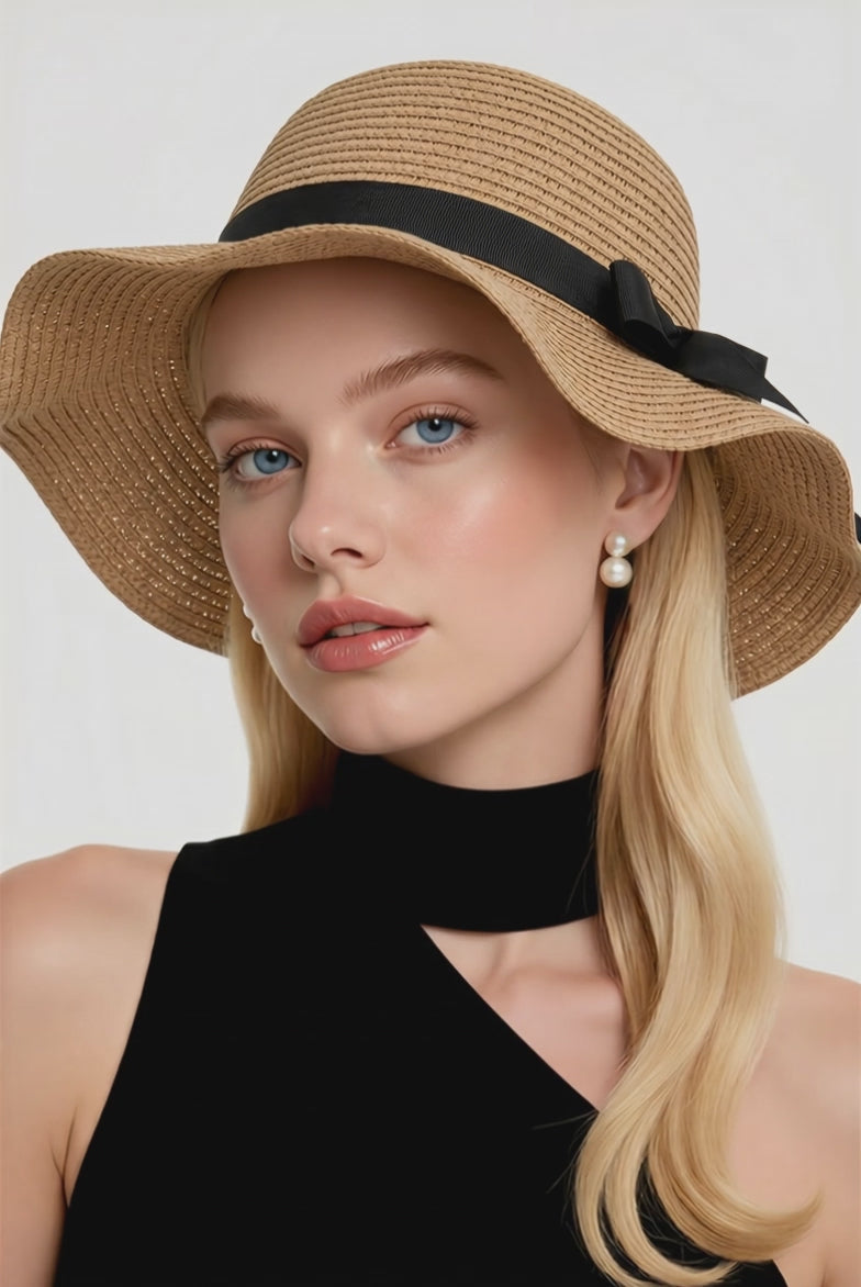 Beach bag and hat (brown)- شنطة وقبعة بحر (بني)